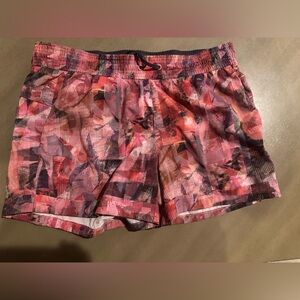 lululemon athletica Pink Red Abstract Print Athletic Shorts